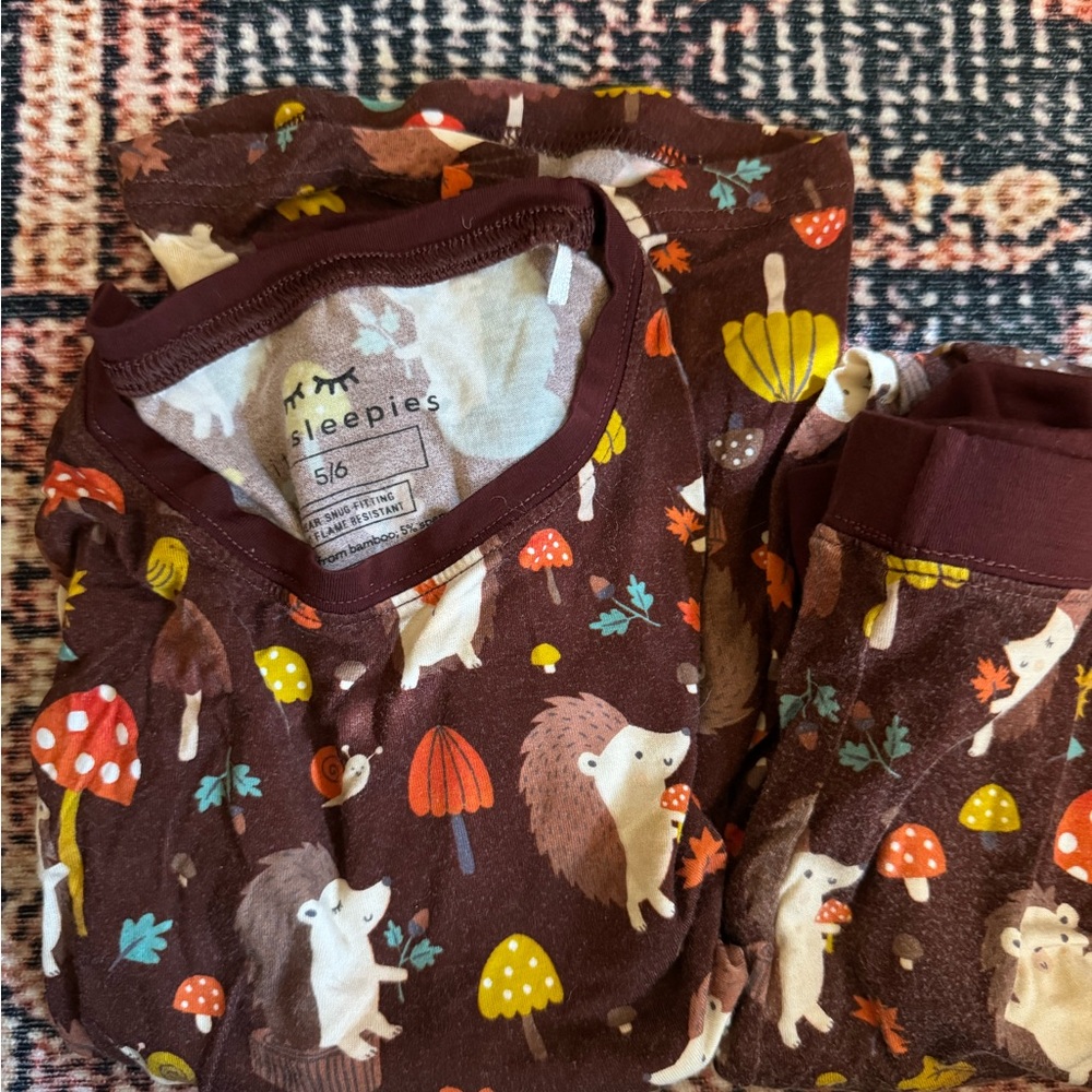 Little Sleepies Brown Hedgehog Pajama Set